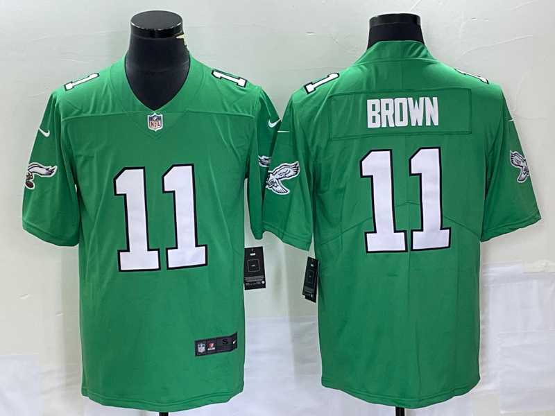 Men's Philadelphia Eagles #11 AJ Brown Green 2023 Vapor Limited Throwback Jersey,We sell and wholesale Men's Philadelphia Eagles #11 AJ Brown Green 2023 Vapor Limited Throwback Jersey on line form chian!